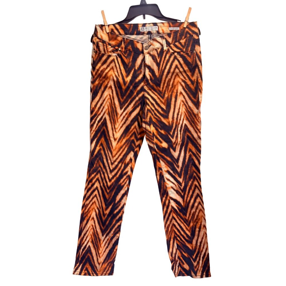 Anne Klein Animal Print Stretch Straight Leg Tiger Stripe Size 10